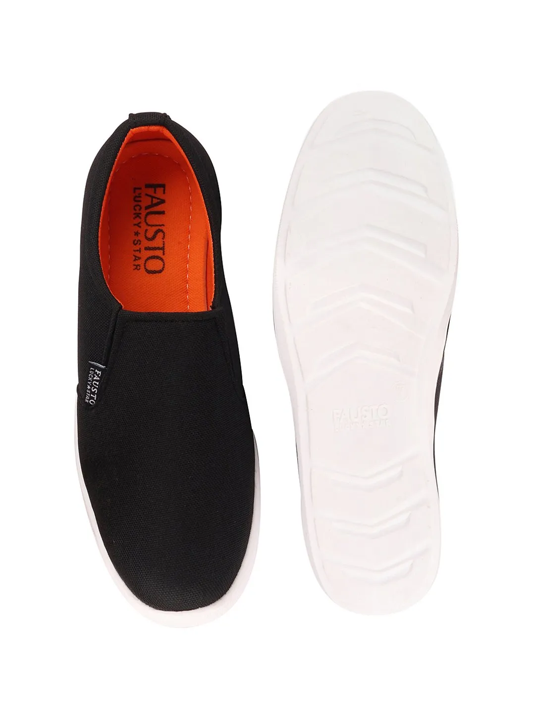 Men Black Casual Canvas Slip-On Loafers