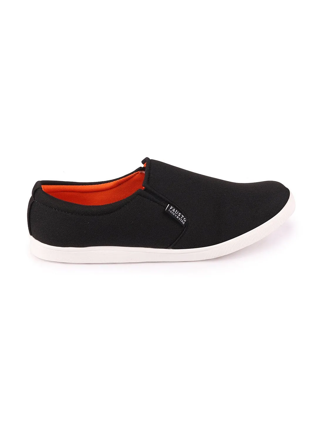 Men Black Casual Canvas Slip-On Loafers