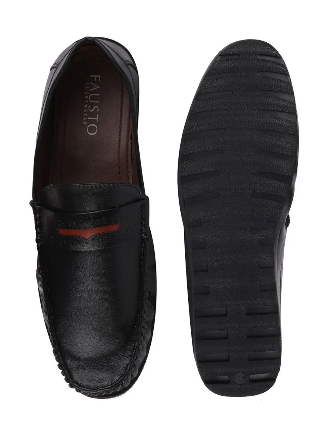 Men Black Casual Slip-On Loafers