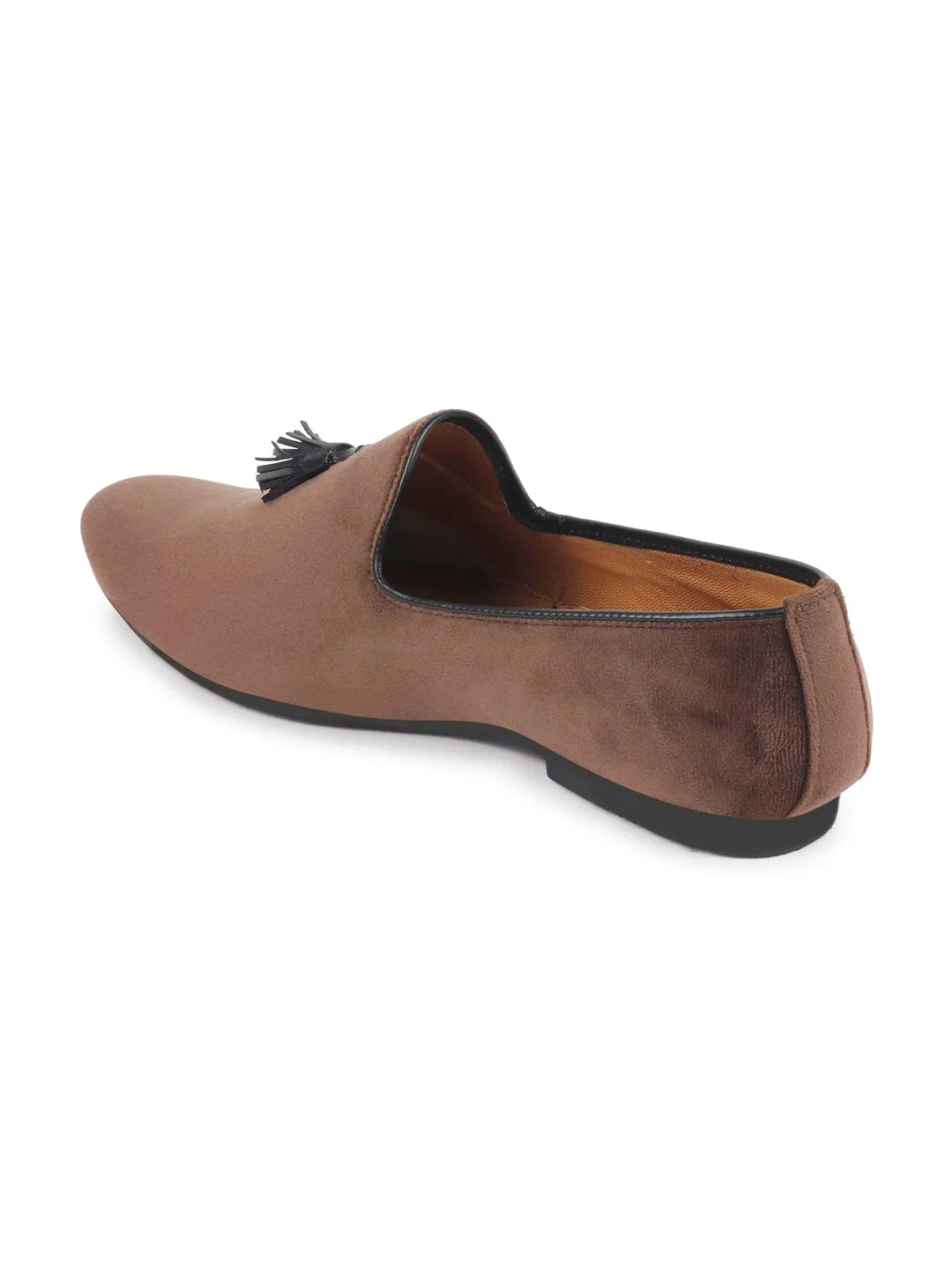 Men Brown Casual Velvet Slip-On Loafers