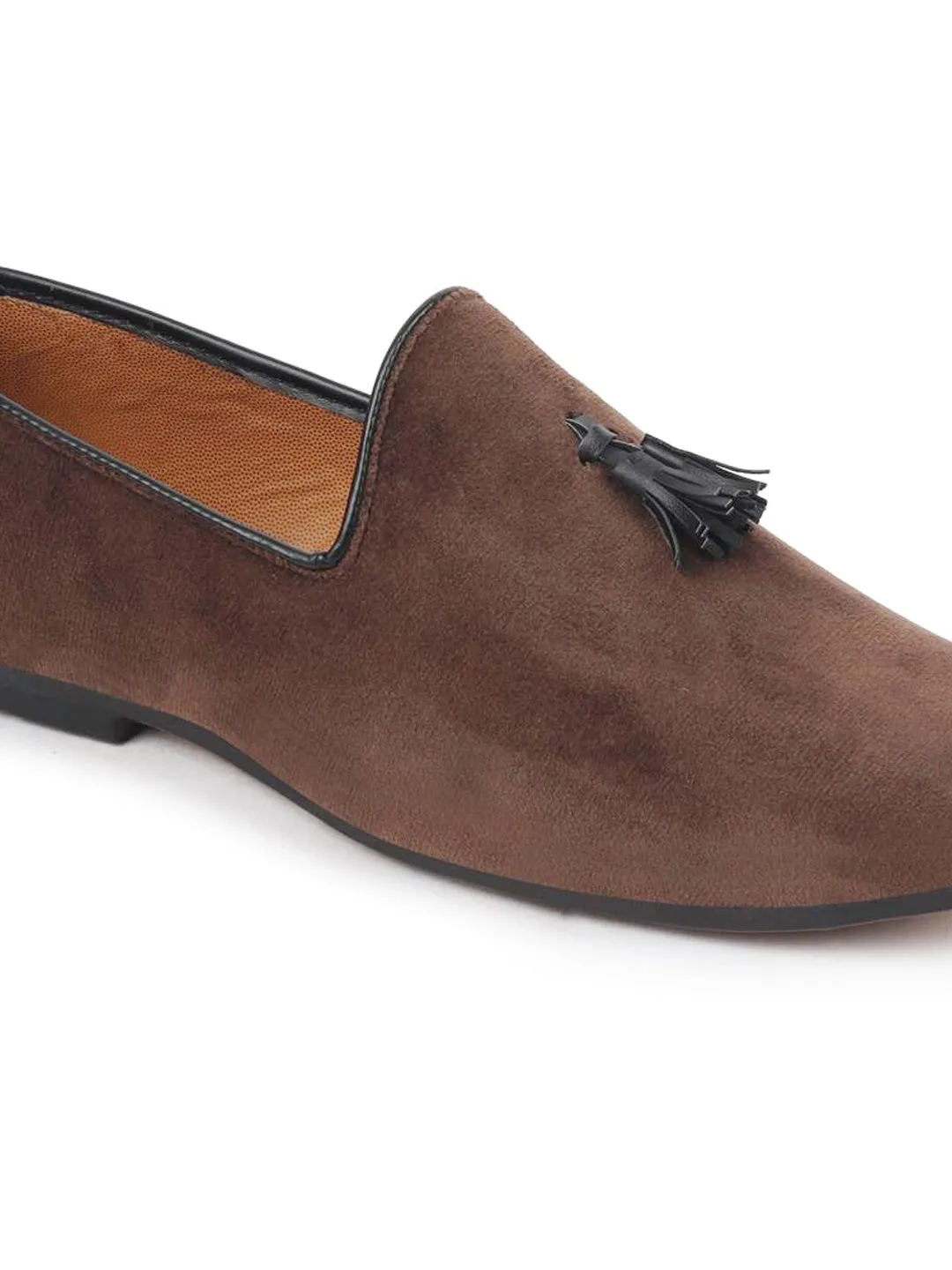 Men Brown Casual Velvet Slip-On Loafers