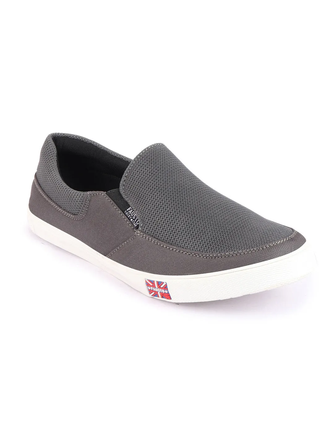 Men Grey Casual Slip-On Loafers