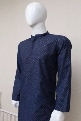 Men Premium Dotted Kurta Blue