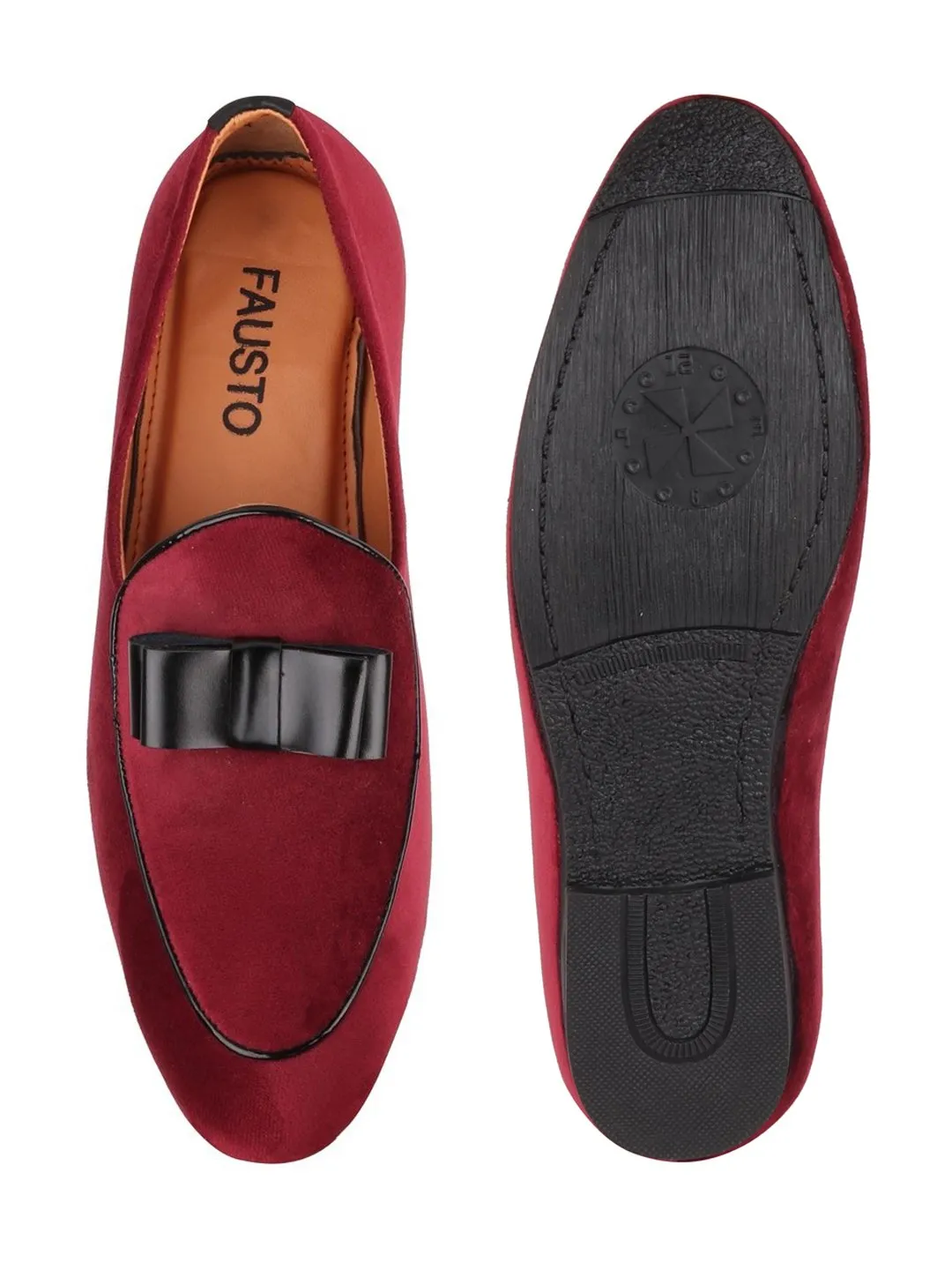 Men Red Casual Velvet Slip-On Loafers