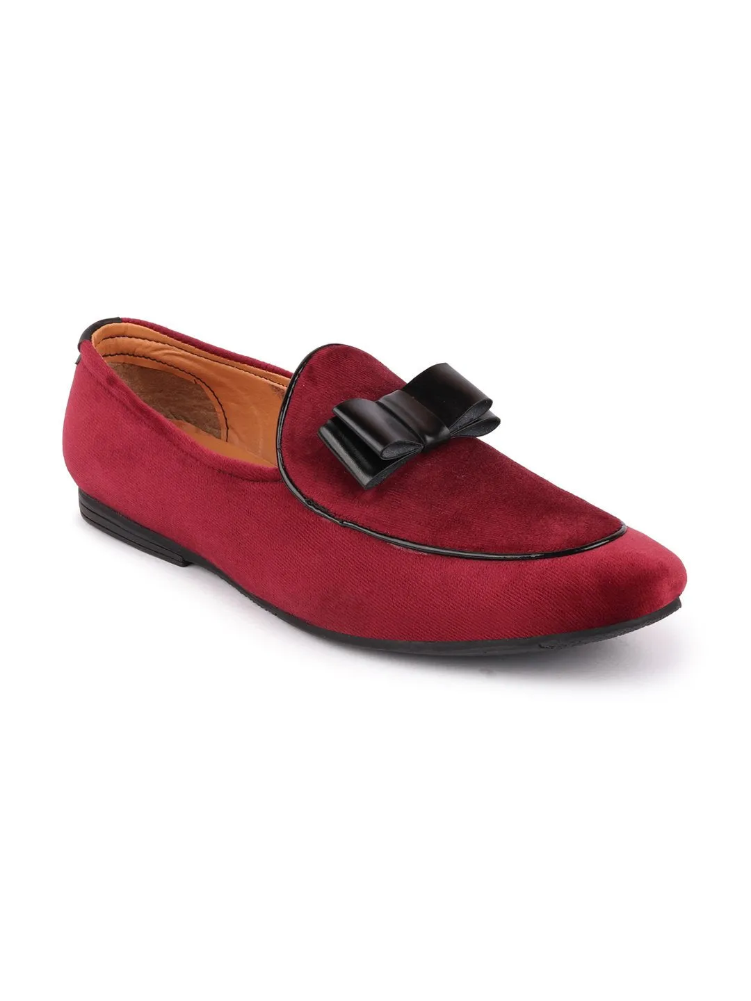 Men Red Casual Velvet Slip-On Loafers