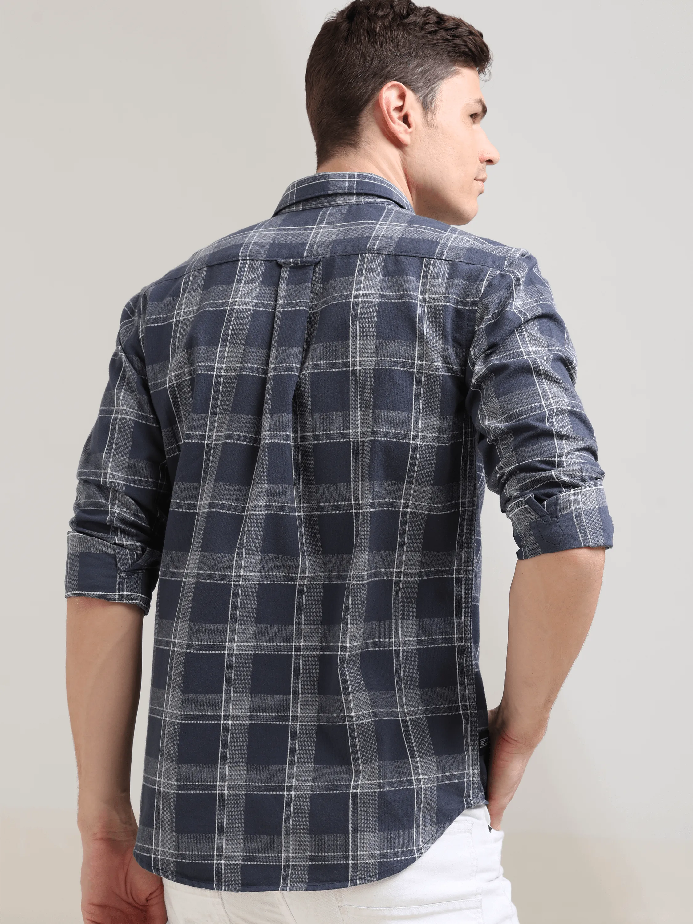 Napoleon grey off-white casual check shirt