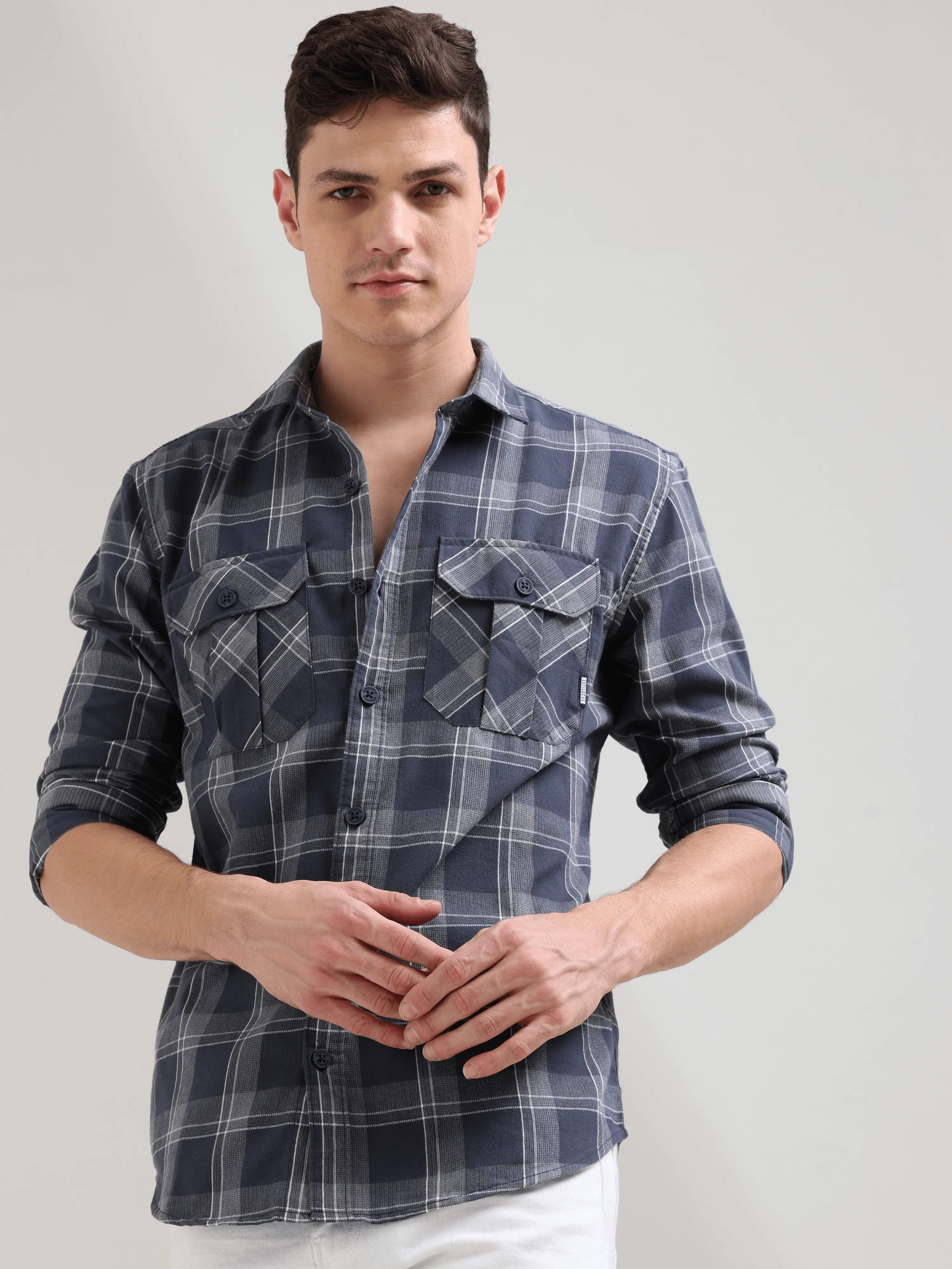 Napoleon grey off-white casual check shirt