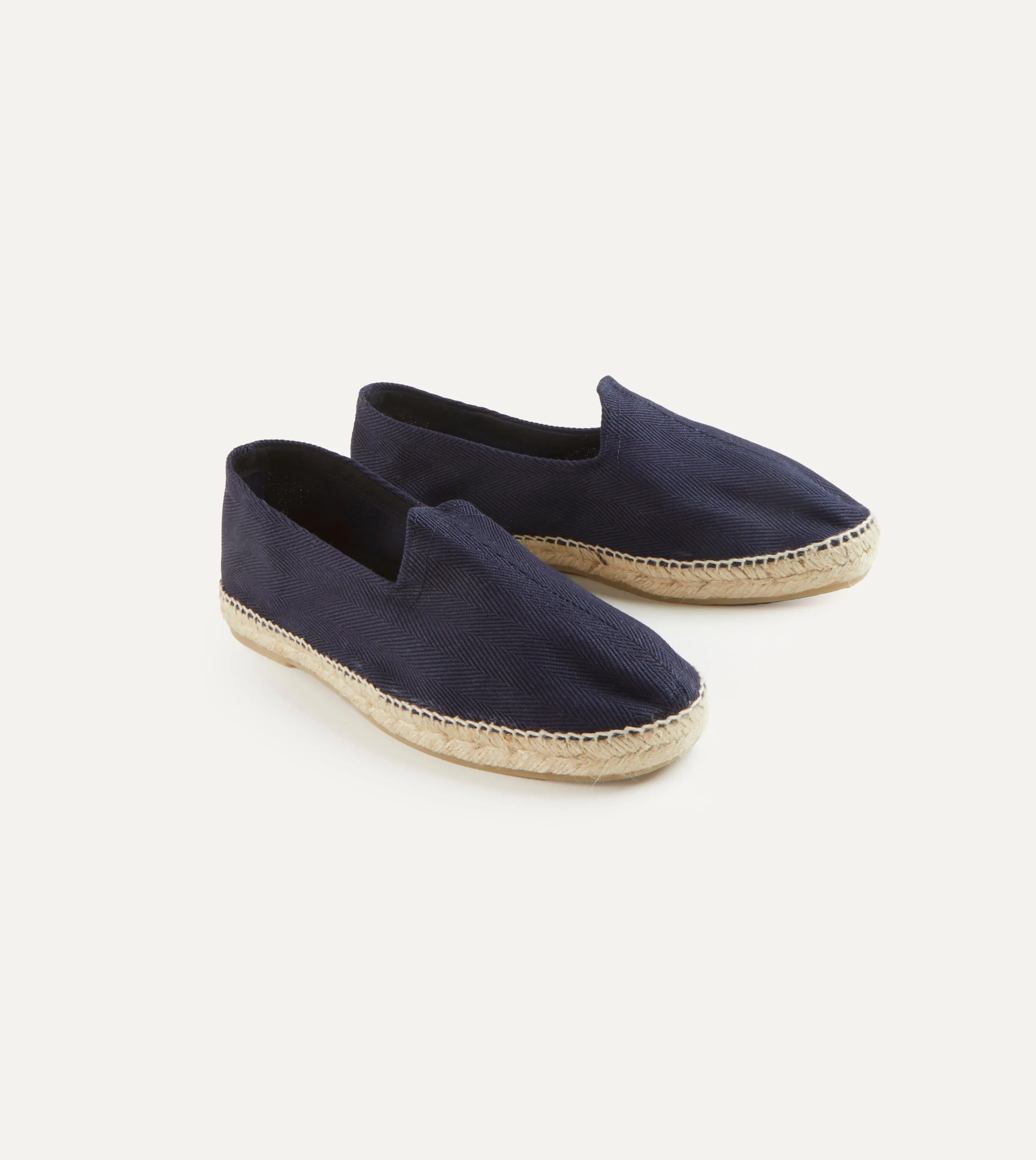 Navy Herringbone Cotton Espadrilles