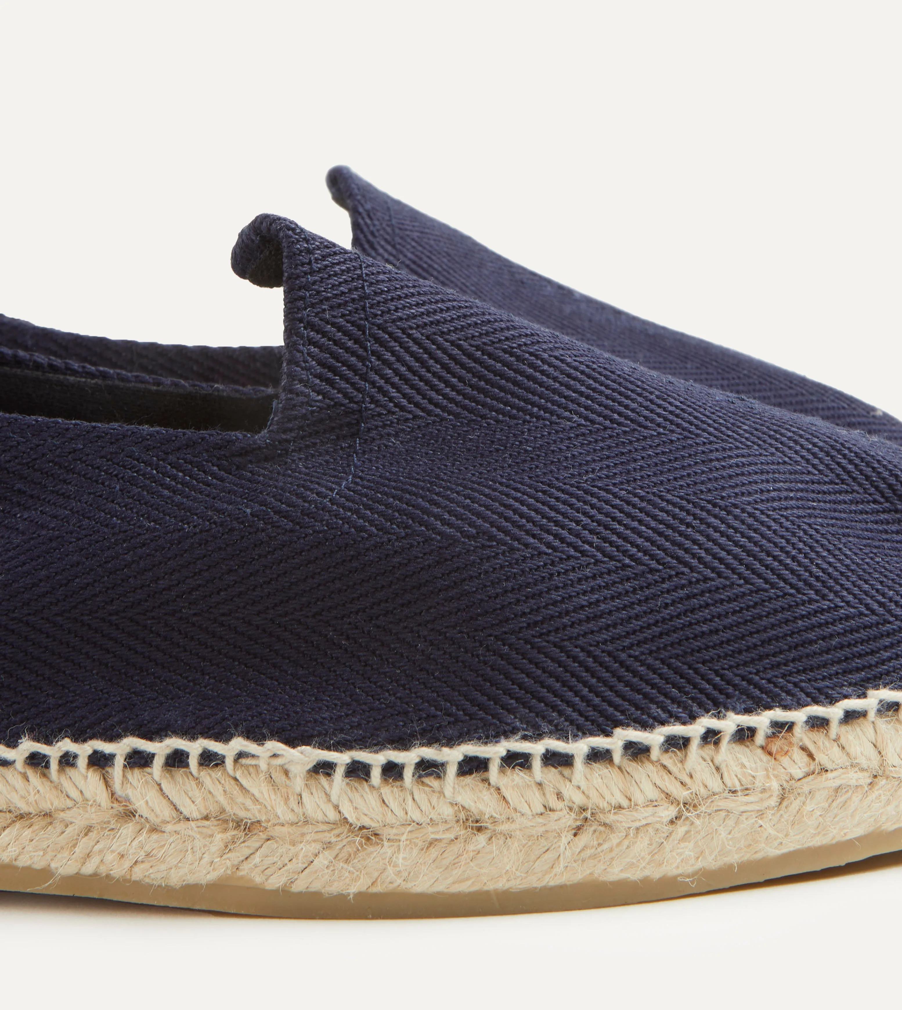 Navy Herringbone Cotton Espadrilles