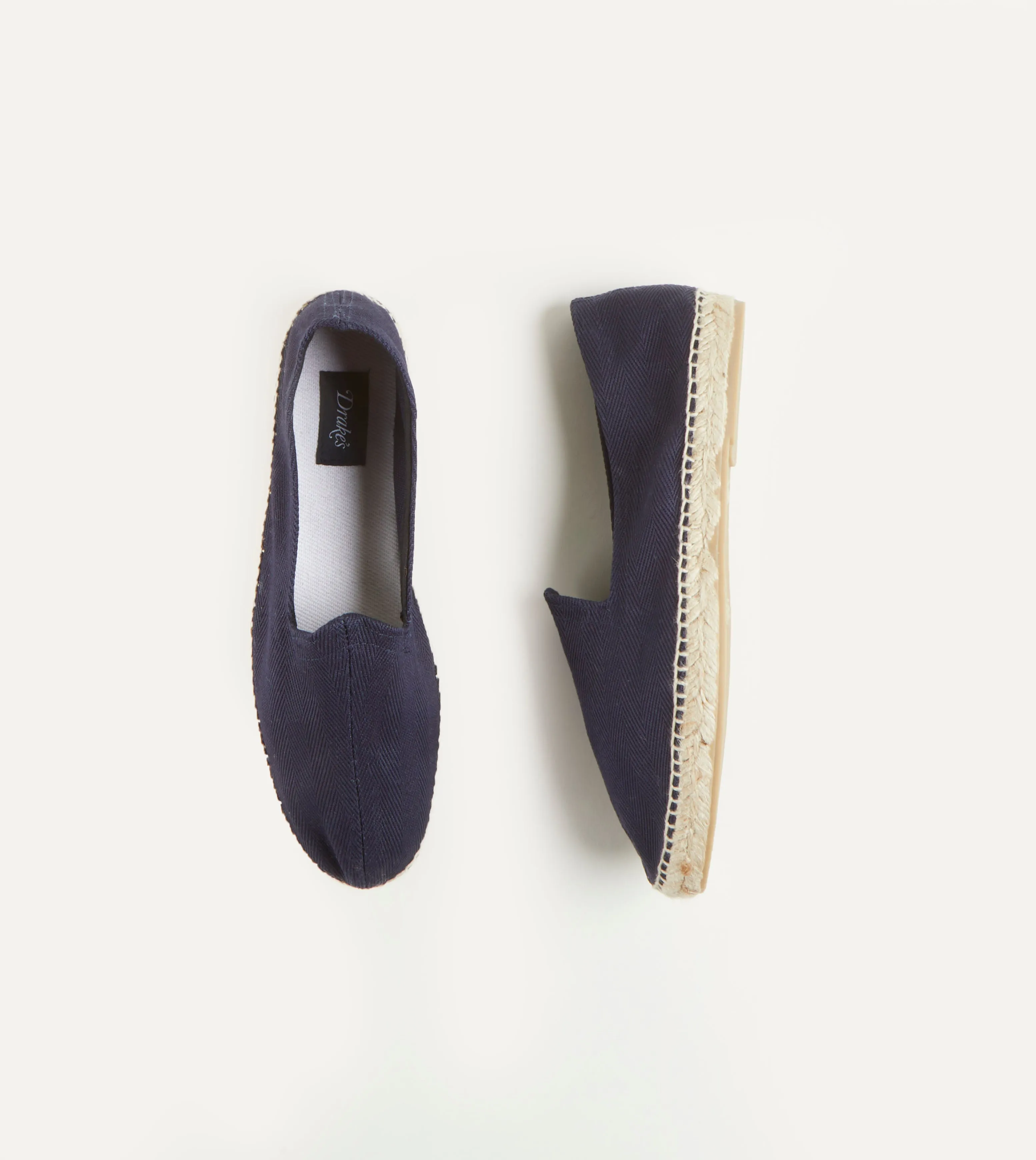 Navy Herringbone Cotton Espadrilles