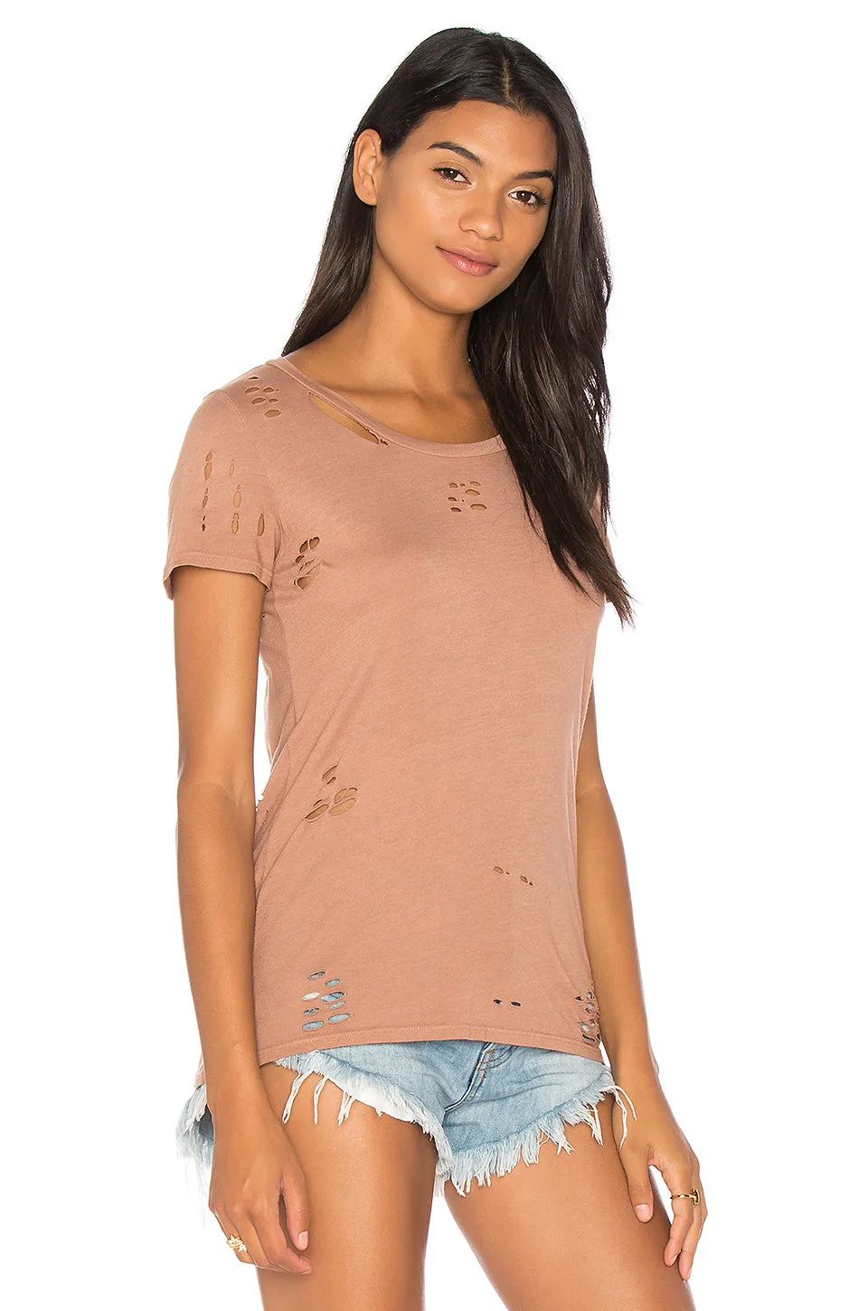 NYTT Distressed Tee Shirt Light Coco