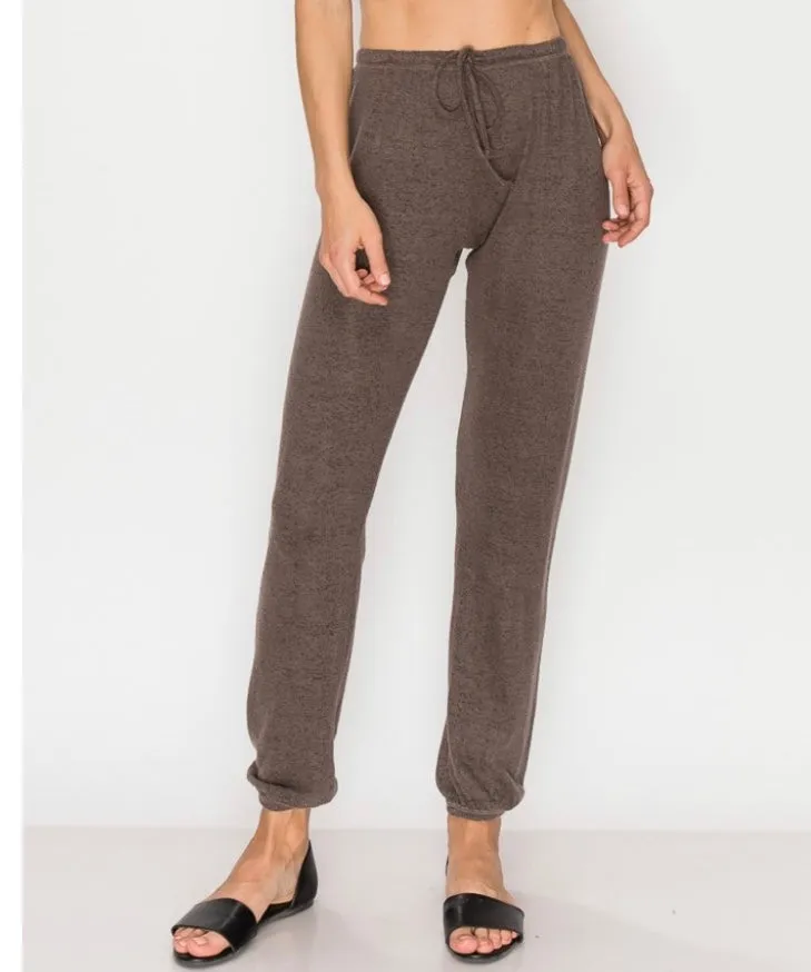 Our softest cozy olive knit- Lounge pants with elastic drawstring pants  at ankles