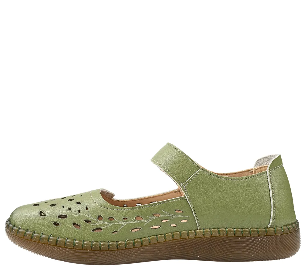 Womens Casual Shoes, STEPHANO 2822, Green, Genuine Leather