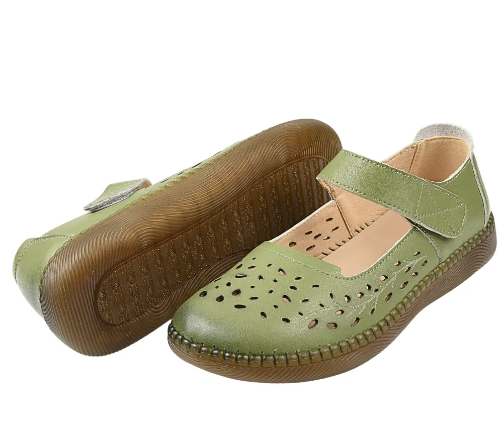 Womens Casual Shoes, STEPHANO 2822, Green, Genuine Leather