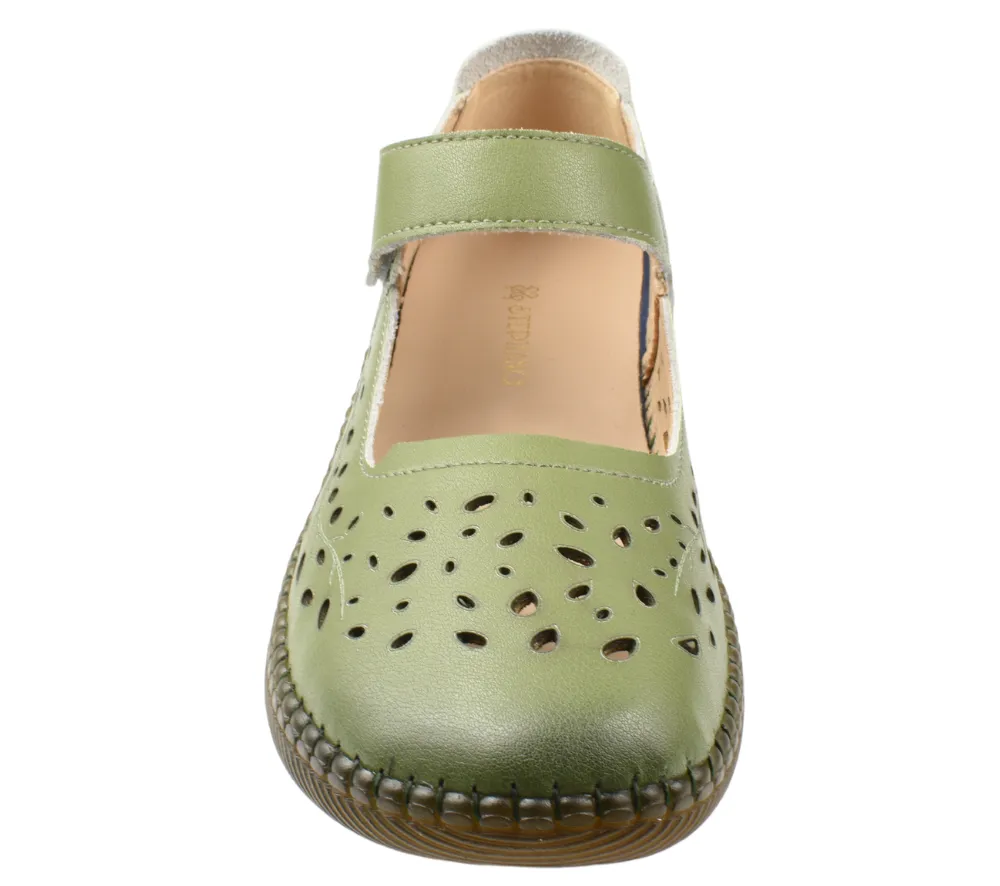 Womens Casual Shoes, STEPHANO 2822, Green, Genuine Leather