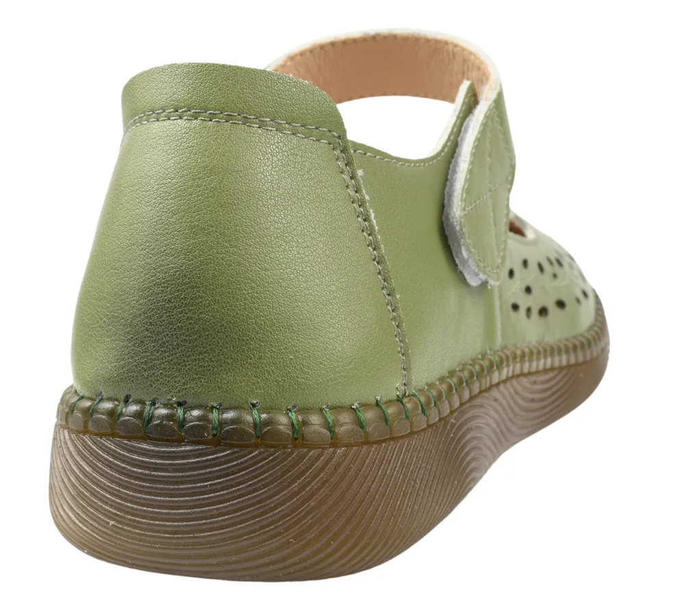 Womens Casual Shoes, STEPHANO 2822, Green, Genuine Leather