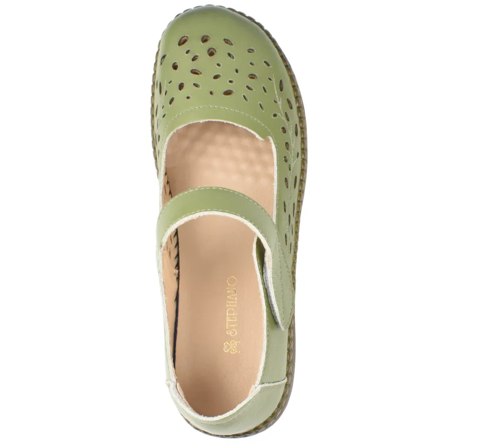 Womens Casual Shoes, STEPHANO 2822, Green, Genuine Leather