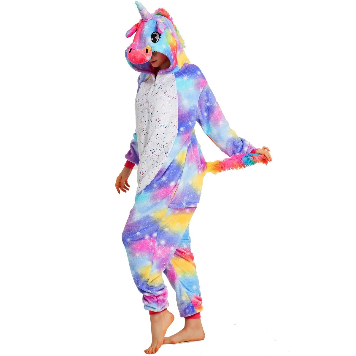 Purple-Yellow Unicorn with Sparkling Stars Adult Onesie