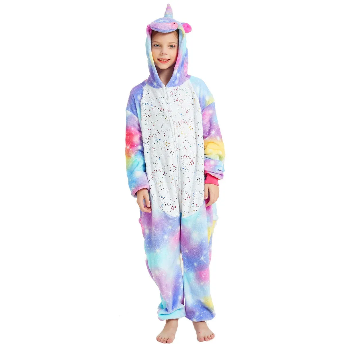 Purple-Yellow Unicorn with Sparkling Stars Kids Onesie