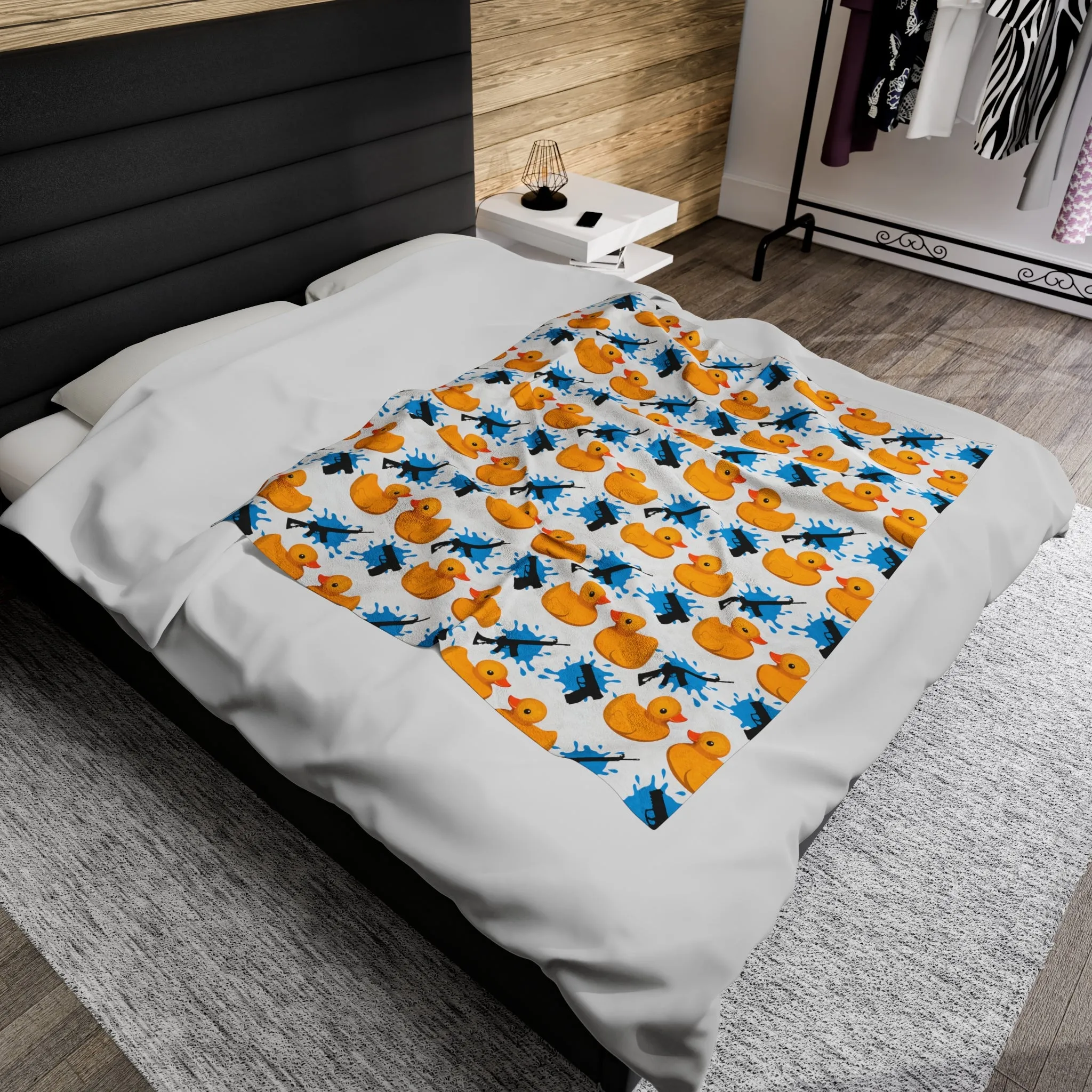 "Quackfire" Cozy Comical Velveteen Throw Blanket