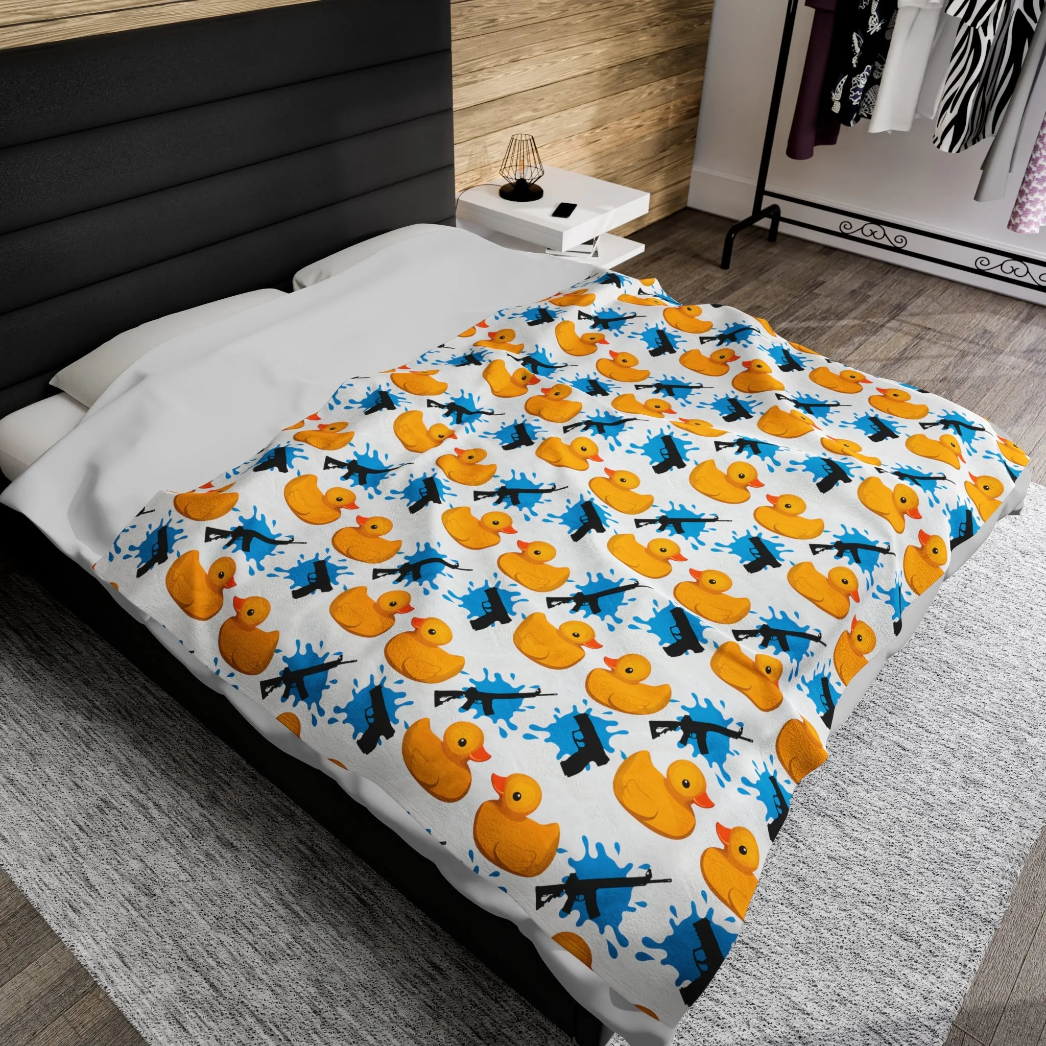 "Quackfire" Cozy Comical Velveteen Throw Blanket