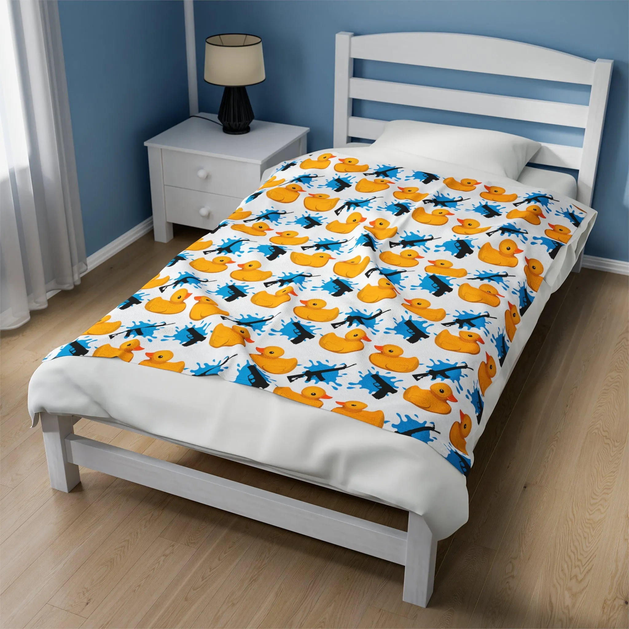 "Quackfire" Cozy Comical Velveteen Throw Blanket