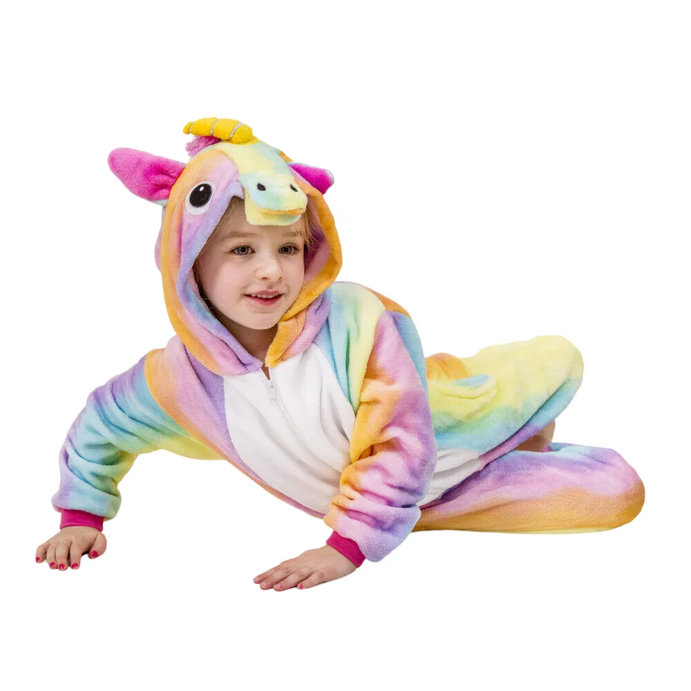 Rainbow-Stripes Unicorn Kids Onesie