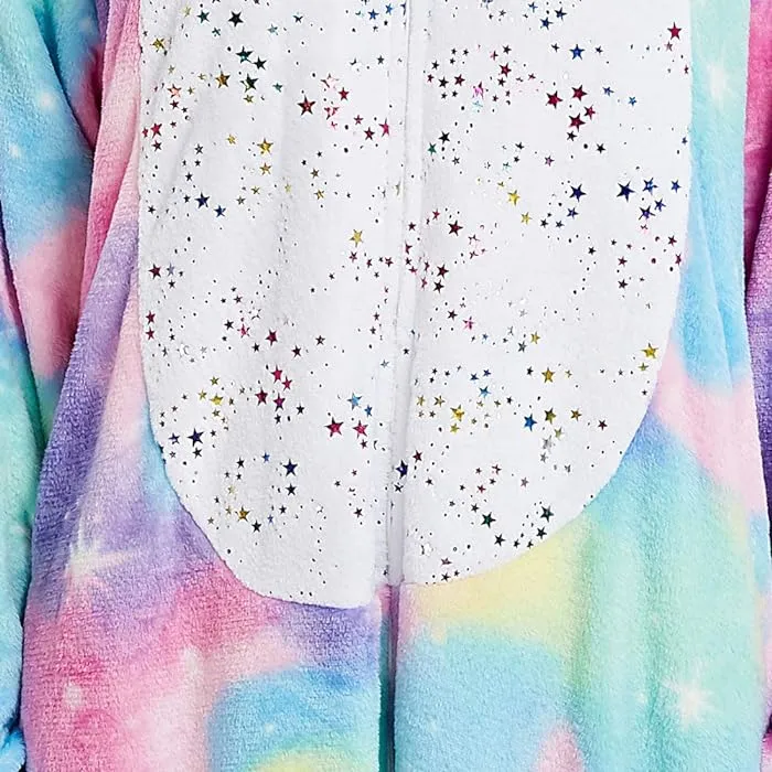 Rainbow Unicorn with Sparkling Stars Adult Onesie