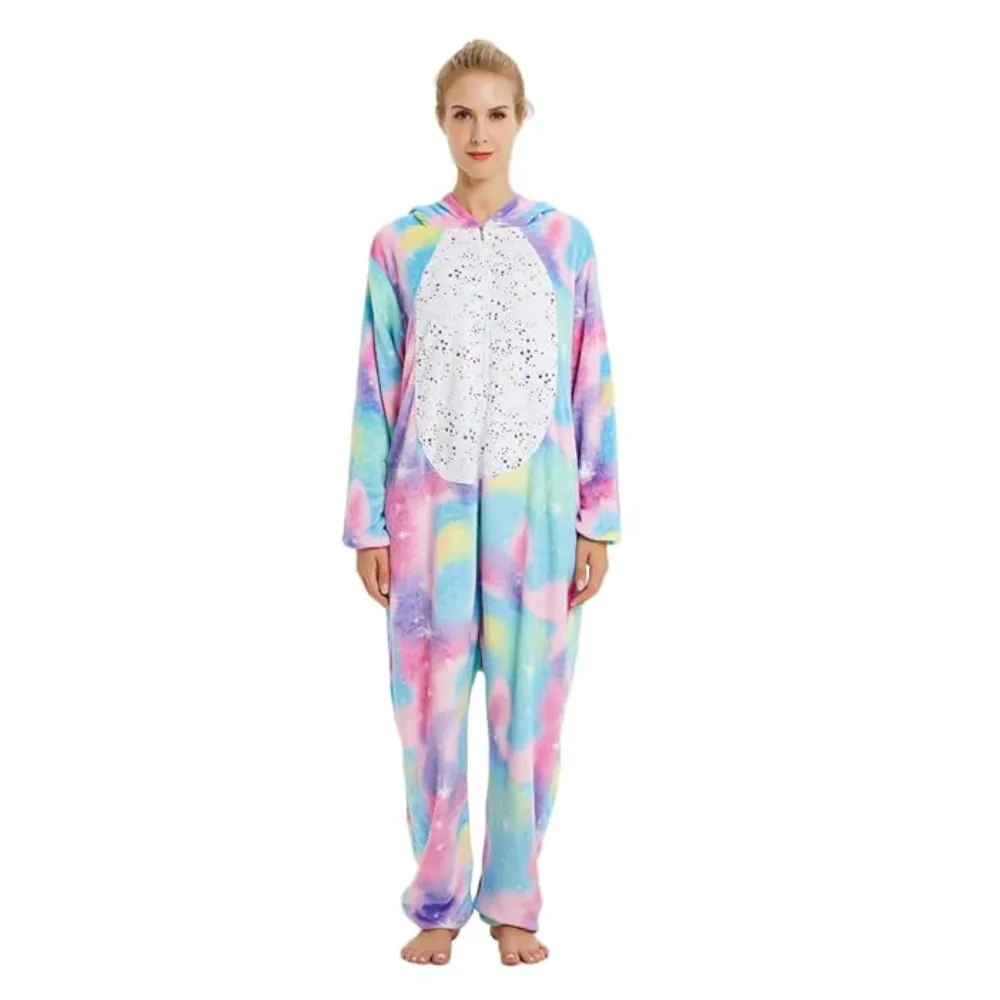 Rainbow Unicorn with Sparkling Stars Adult Onesie