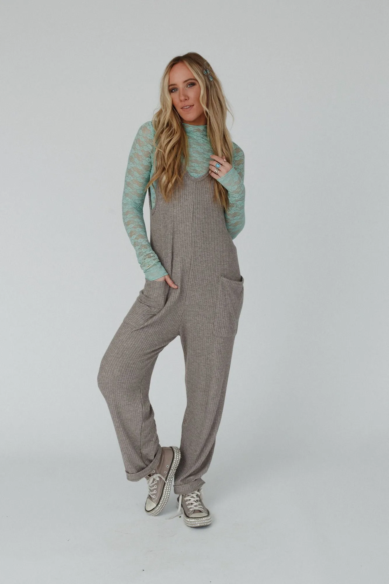 Running Wild Relaxed Pocketed Jumpsuit - Gray