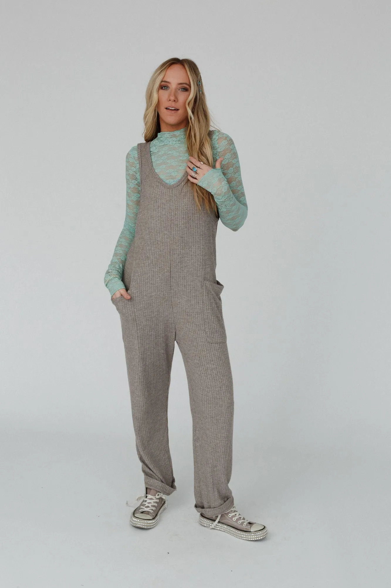 Running Wild Relaxed Pocketed Jumpsuit - Gray