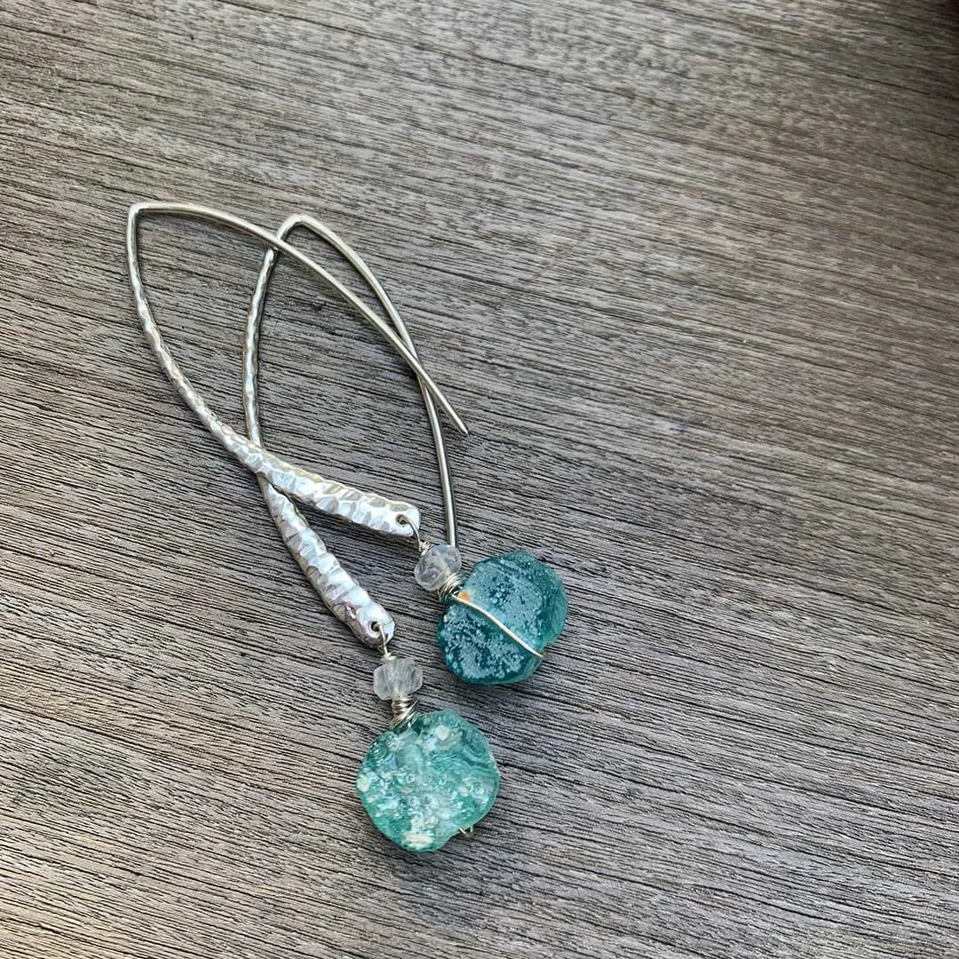 Salt and Sea - Distressed Roman Sea Glass Earrings