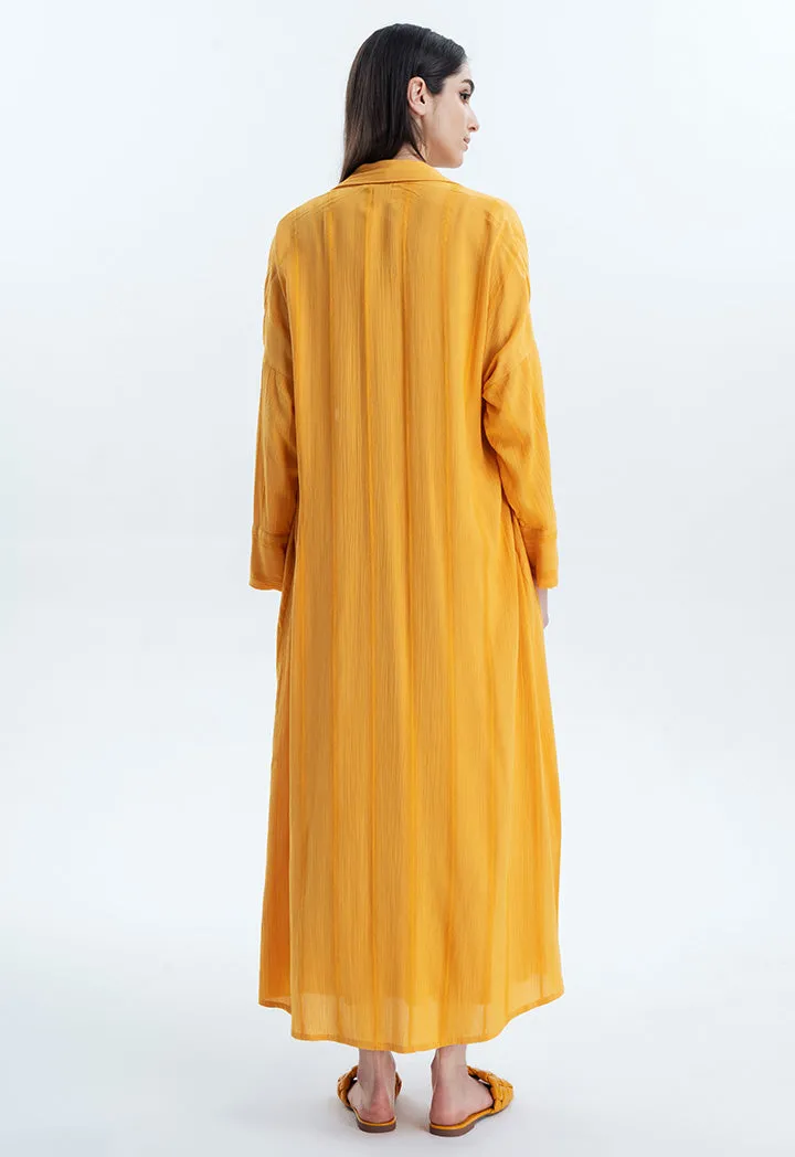 Shawl Collar Textured Casual Abaya