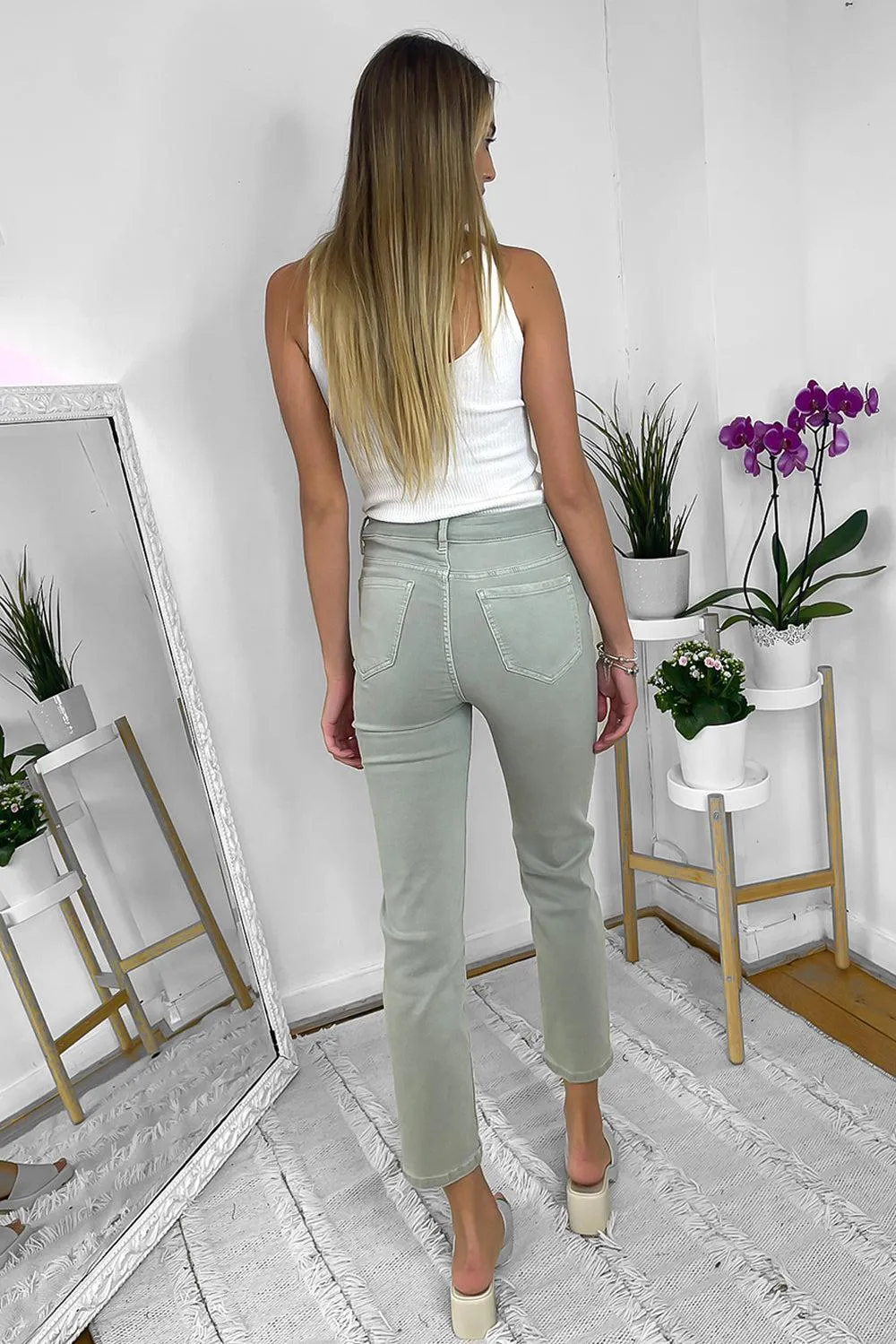 Silver Copper Button Light Jeans