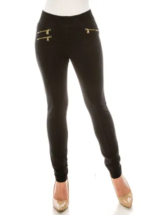 SLIM BLACK DENIM ANKLE LENGTH PANTS