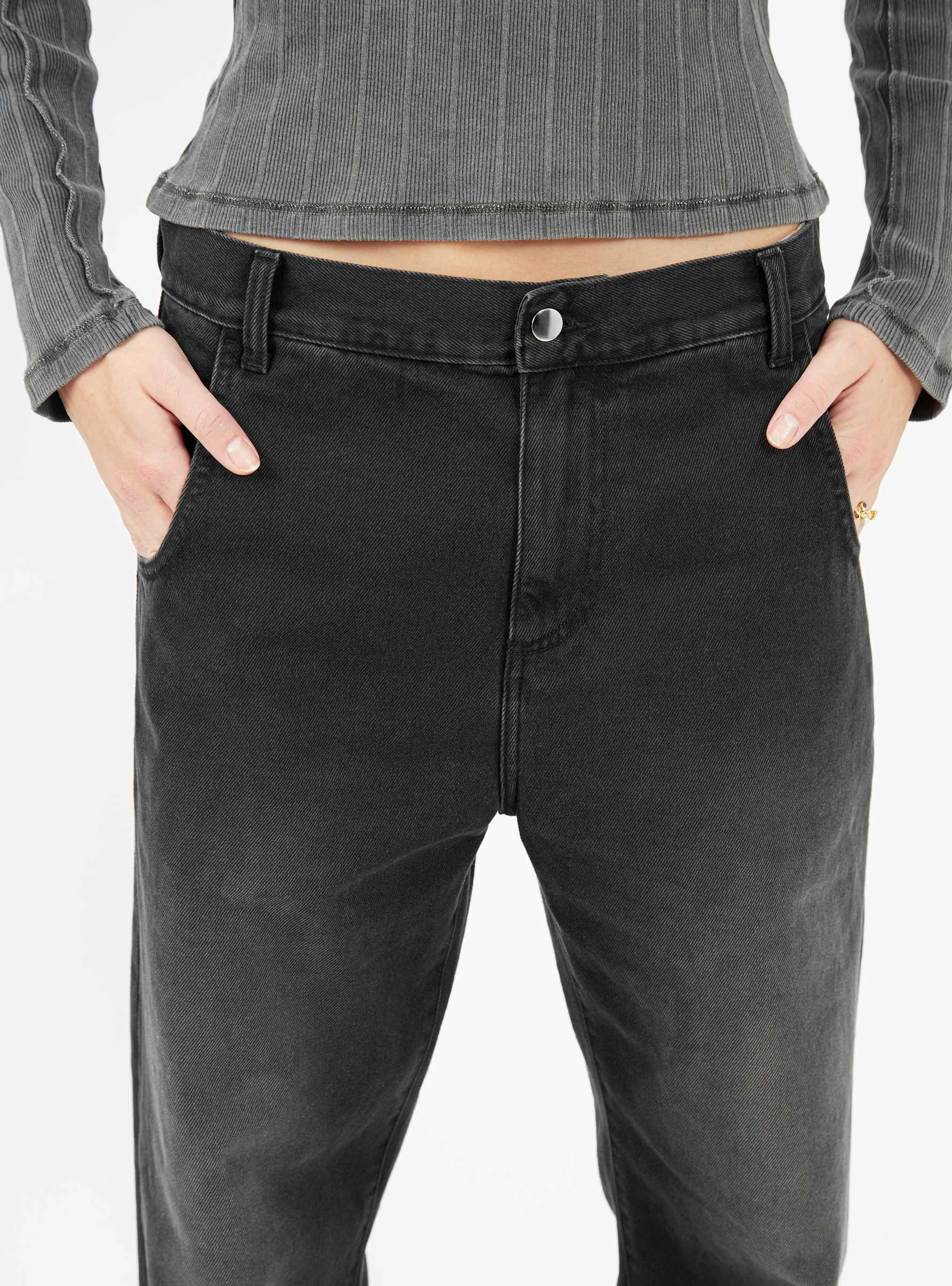 Straight Cut Jeans Faded Black