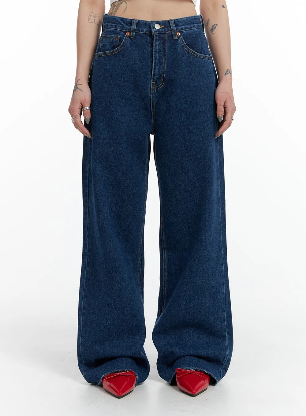 Straight Fit Blue Jeans IF423