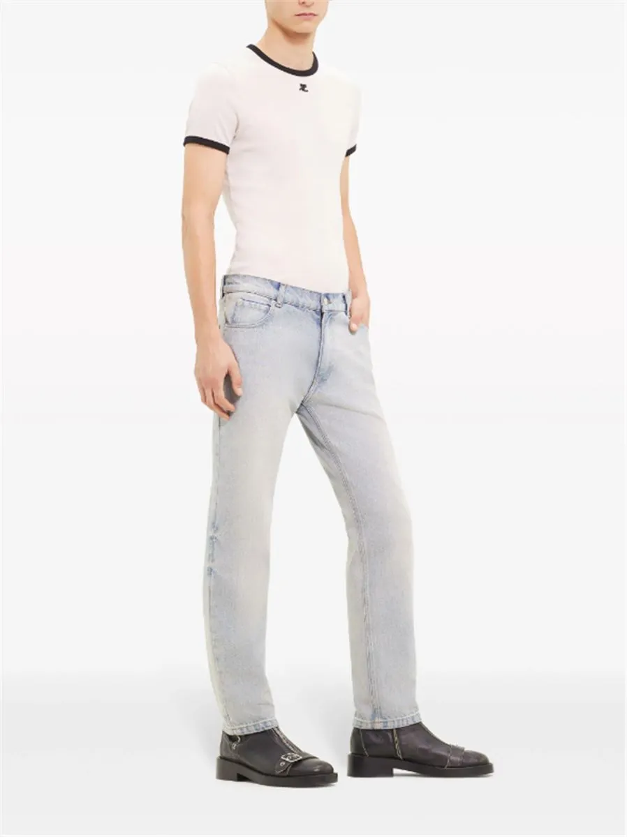 TAPERED-LEG COTTON JEANS