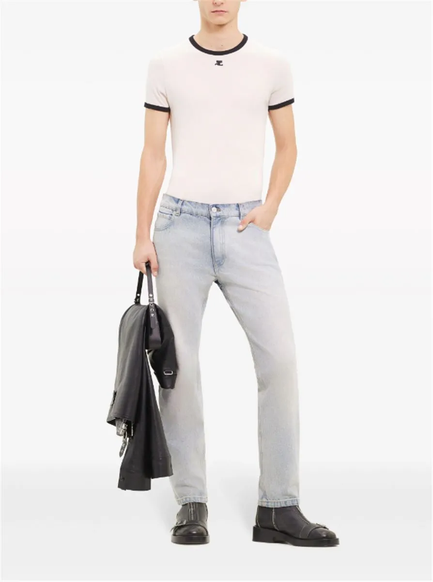 TAPERED-LEG COTTON JEANS