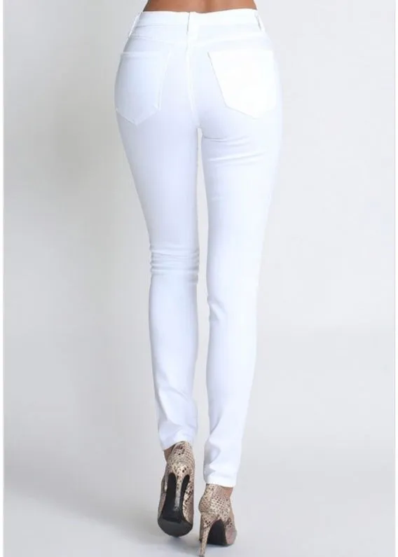 Vibrant Non-Distressed Skinny Jeans (White) P1303