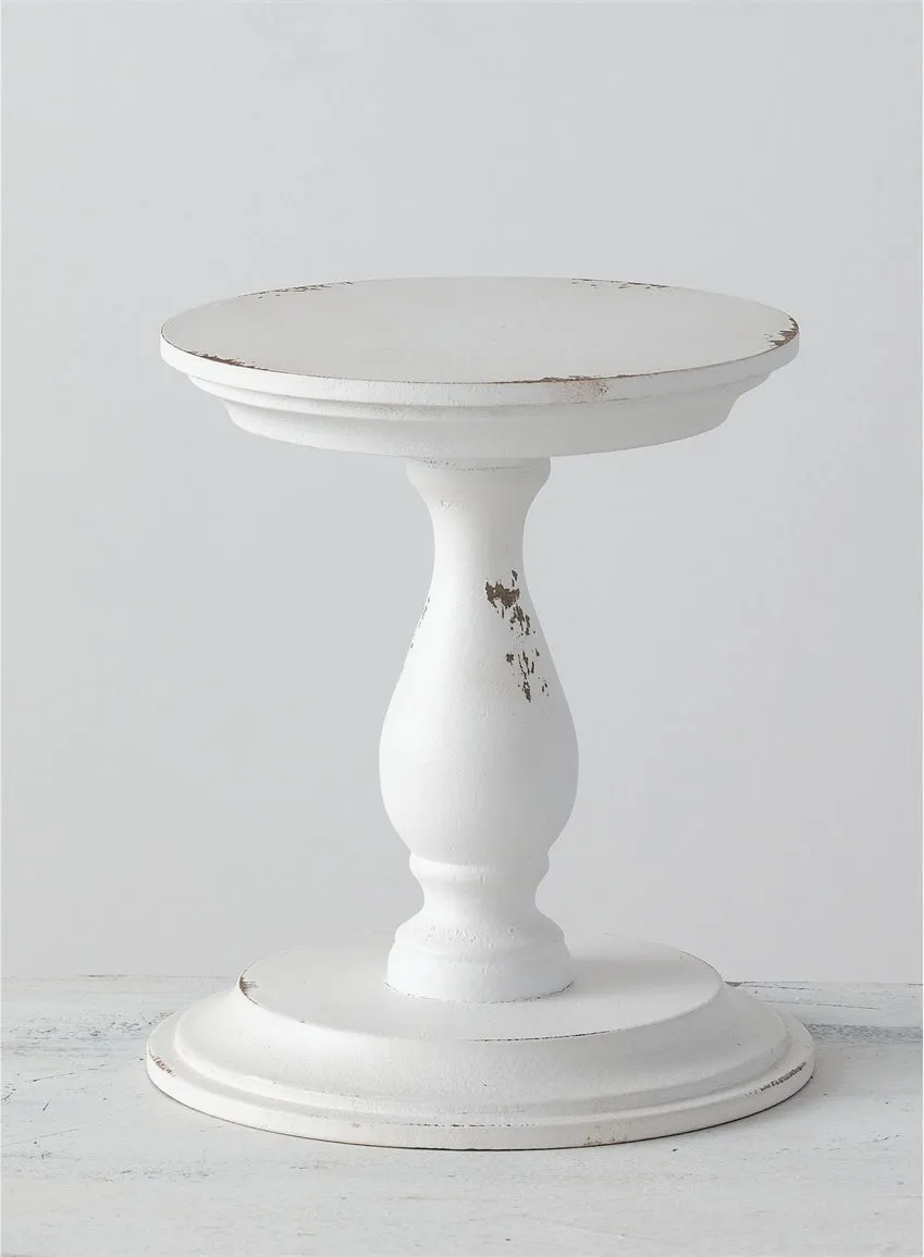 White Distressed Wood Pedestal