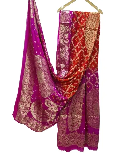 Women Bandhej Jacquard Silk Dupattas