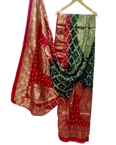 Women Bandhej Jacquard Silk Dupattas