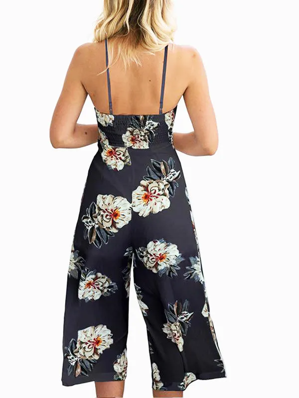 Women Floral Wide Leg Rompers