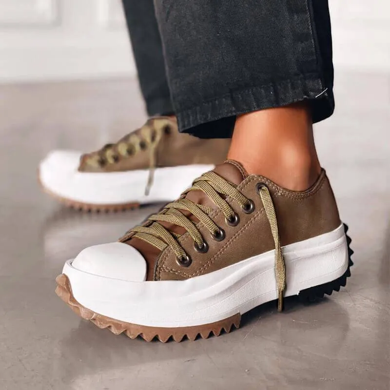 Women's Fashion Casual Lace-up Platform Heel Sneakers