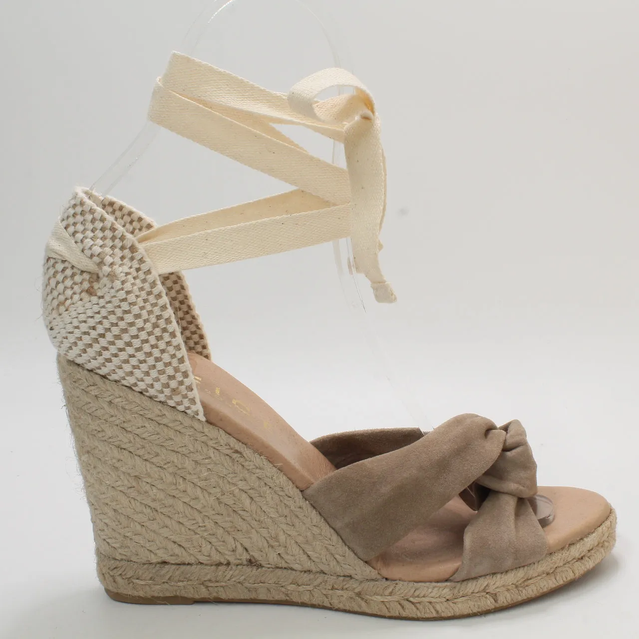 Womens Office Heather Ankle Tie Espadrilles Beige Suede Uk Size 7