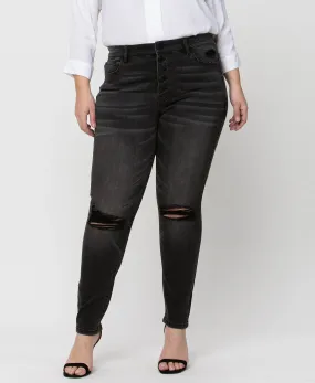 York - Plus High Rise Distressed Button Fly Ankle Skinny Jeans